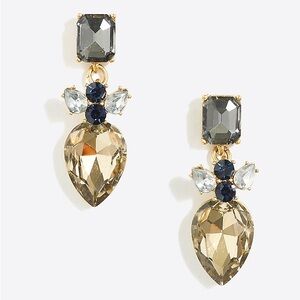 J crew Stacked crystal dangle earrings Elegant Gold and Black Crystal Earrings